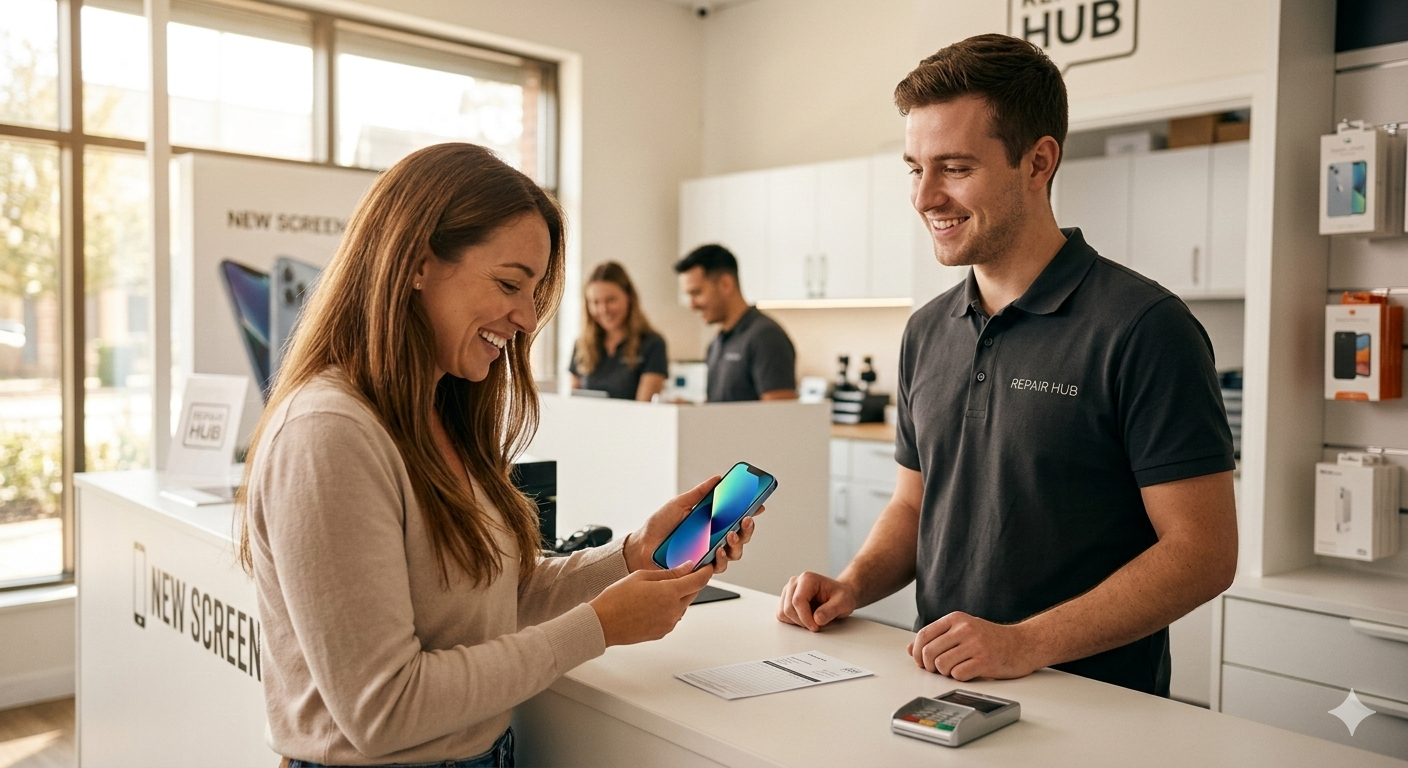 Internal components of a smartphone being repaired